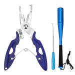 HONMOK 3Pcs Fishing Pliers Set with Fishing Pliers Scissors, Unhooking Remover Fishing Disgorgers and Fishing Priest Fish Killer Bat Fishing Accessories Sea Fishing Multi Tools Set Gift for Men