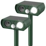 Ultrasonic Animal Repeller Outdoor, Upgraded Animal Deterrent Devices Outdoor, Squirrel Rabbit Fox Raccoon Deterrents for Cabin, 2 Pack