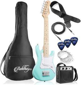 Ashthorpe 30-inch Beginner Electric Guitar Kit with Amplifier (Teal), Basic Starter Package w/Gig Bag, Strings, Strap, Picks
