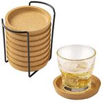 Wooden Coasters for Drinks, Yangbaga Cork Coasters Set 8PCS with Holder for Drinking Glasses, Cup Coasters for Desktop Decoration and Protection