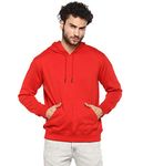 Alan Jones Clothing Men's Fleece Hooded Hoodie (Ss19-Rnhd11-Red-L_Red_Large, Regular)