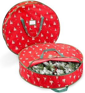 ELONG HOME 36 Inch Wreath Storage Container, 2 Pack Deluxe Wreath Storage Bag with Dual Zippers, Easy Access Christmas Wreath Storage Bag with Carry Handles and Clear Label Pocket