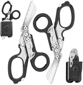Lenporl 2 Pack Foldable Trauma Shears with Compatible Holster, Emergency Shears with Strap Cutter and Glass Breaker for Outdoor Camping Rescue Scissors Tools
