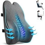 Lumbar Support Pillow for Office Chair Car Back Support Pillow for Lower Back Pain Relief Improve Posture, Memory Foam Car Back Cushion for Driving Gaming Chair, Couch, Recliner, Adjustable Straps