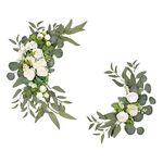 yotijay 2Pcs Wedding Arch Flowers Hanging Green Leaves Silk Flowers Handmade Decorative Artificial Flower Swag for Home Party Reception Wall Decor Backdrop Ornament, White