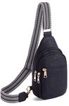 Telena Sling Bag for Women Crossbody Fanny Packs for Women Leather Sling Chest Bag with Adjustable Strap Black