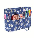 Kiswleon Knitting Bag,Crochet Bag for Needles and Embroidery Organiser,Knitting Tote Bag,Craft Bag for Wool and Needles Storage,Knitting Bags and Knitting Organizers Multiple Pockets for Women