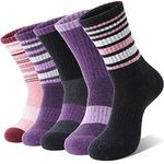 Anlisim Merino Wool Socks for Women Hiking Thermal Warm Winter Boot Work Crew Cushion Ladies Socks 5 Pairs Gift Stocking Stuffers(Purple/Black/Red,M)