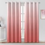 HOMEIDEAS Coral Pink Ombre Blackout Curtains 52 X 84 Inch Length Gradient Room Darkening Thermal Insulated Energy Saving Grommet 2 Panels Window Drapes for Living Room/Bedroom