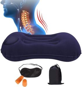 Modiq Inflatable Travel Pillow, Ultralight Camping Pillow with Eye Mask, Ear Plugs and Pouch - Compressible Neck Pillow for Camping, Hiking, and Travel (Dark Blue/Purple)