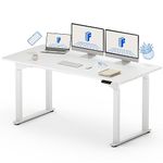 FLEXISPOT QS 4 Legs Dual Motors Electric Standing Desk 160 * 75cm Height Adjustable Desk with Splice Board Home Office Computer Workstation Electric Sit Stand up Desk(White Frame+White Top)