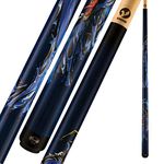 Viking Blue Dragon 2 Piece 58” Pool Cue Stick, Blue Stain, 19 oz, Made in The USA, Billiard Cue Stick, Bar or House Use for Men and Women
