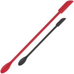 Mini Spatula Silicone Spatula Set - Cuttte 2pcs Makeup Spatula Small Spatula for Cosmetics, Reusable Beauty Tiny Spatula, Thin Jar Spatula Food Scraper, Get Last of Makeup Out, Black and Red