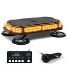 Xprite Amber LED Rooftop Strobe Beacon Lights Bar, Magnetic Base Emergency Traffic Security Hazard Warning Caution Lightbar w/ 38 Flashing Modes & Controller, for Construction Vehicles Snowplow Trucks