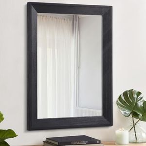 AAZZKANG Black Rustic Mirrors for Wall Large 50 x 40 cm Rectangle Wood Framed Mirror Decorative Wall Hanging Mirror for Bedroom Bathroom