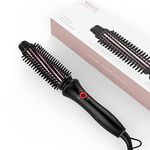 Curling Iron Brush 1 Inch, Heated Styling Round Brush Curling Iron Travel Dual Voltage，3 Temps Anti-Scald Hot Curling Brush Culer for Short Hair