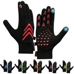 Kamal International Touch Screen Running Gloves, Warm - Anti Slip - Lightweight - Winter Cycling Gloves for Men, Women & Kids, Water-Resistant & Windproof Thermal Gloves Liners (Red, M)