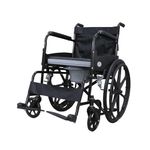 Healthshine HS809 Wheelchair Foldable & Lightweight Frame with Removable Armrest & Footrest, & Fabric Seat with Foam (Wheelchair with Commode)