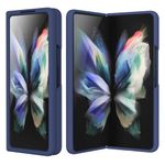 Meifei for Samsung Galaxy Z Fold 3 Case, Galaxy Z Fold 3 Liquid Silicone Case Dual Layer Hybrid Hard PC Soft Silicone Slim Fit Shockproof Protective Phone Case for Women Men, Night Blue