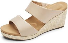 Rockport Women's Briah Ii Slide Wedge Sandal, Neutral Beige Leather, 7.5