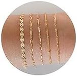 DEARMAY Gold Chain Bracelets for Women Gold Jewelry Set for Women Cuban Link Beaded Bracelets Figaro Paperclip Rope Herringbone Bracelet Pack Gifts for Women s