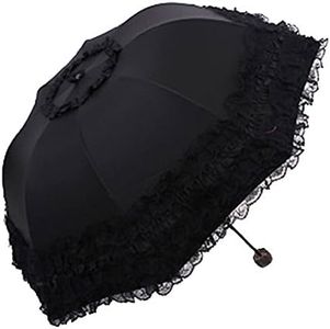 Honeystore Princess Lace Ultraviolet-Proof Folding Umbrella Anti-uv Dome Parasol Style1 Black