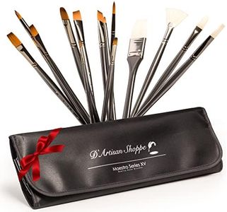 Professional Paint Brushes Art Supplies. Artist Paint Brushes for Oil, Acrylic Painting on Canvas, Watercolor, Gouache. 15pc Travel Bag Brush Holder Paint Brush Set with Large, Angled, Small Brushes