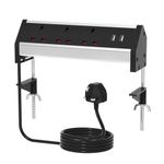 ZYMY Desk Power Socket with 2 USB and 2 Mount Clamp, 3 Plug Socket Desktop Power Strip Extension Lead with USB Slots for Home Office School Black