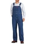 Dickies, Men's, WASHED DENIM BIB OVERALL, STONEWASHED INDIGO BLUE, 38W / 32L