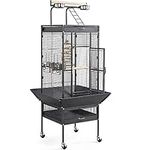 costoffs Bird Cage, 156cm Large Parrot Cage with Stainless Steel Feeders, Dowel Perches, Rope Boing for Cockatiel Lovebird, Black