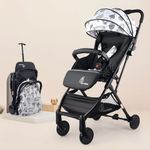 R for Rabbit Pocket Stroller Lite Baby Stroller | Portable Travel Friendly Pre Installed Baby Trolley Pram for Baby/Newborn for Baby Boys & Girls of Age 0-3 Years | 6 Months Warranty | (Black White)