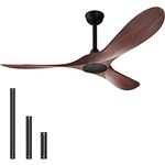 Outdoor Ceiling Fan 52" with Remote Control,Modern Reversible DC Motor for Patio Bedroom Living Room Outdoor Ceiling Fans walnut finish