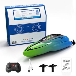 Aetheria Mini Remote Control Boat with Dual Motor & Dual Speed Modes, 1/43 RC Speed Boat Cruise for Lake River & Pool, Racing Sailboat for Adults 2024 Christmas - RTR Version