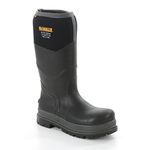 DEWALT Hobart Men's Steel Safety Toe, Steel Midsole, Waterproof, Heat Resistant, Neoprene Wellington Work Boot, Black, UK8 (EU42)