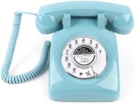 MCHEETA Rotary Phone, Desk Phones, Retro Phones for Landline, Vintage Corded Telephone with Redial Function for Home Office Hotel School, Blue