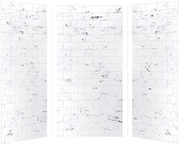 Transolid SWK363672-47 SaraMar 36-in X 72-in Glue 3-Piece Shower Wall Kit, White Venito