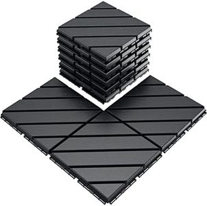 VANCASTLE Plastic Interlocking Deck Tiles, 11.8"x11.8"(Pack of 9), Patio Flooring Outdoor Waterproof All Weather Use for Garden Poolside Front/Back Yard, Dark Grey