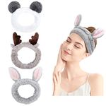 Spa Headband - 3 Pack Women Makeup Headband Deer Angel Rabbit Hair Bands For Washing Face Skin Care (Multi-colored D)