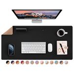 LOLLIDO Natural Cork & Leather Dual Sided Desk Pad, 36" x 17" Waterproof PU Leather Desk Writing Mat, Large Mouse Pad Desk Protector(Cork+Black)