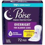 Poise Overnight Incontinence Pads Ultimate Absorbency Extra Coverage, 72 Count