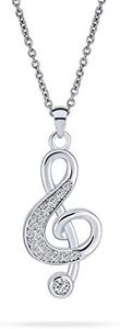 Bling Jewelry Insegnante Di Musica Studente Pave Cubic Zirconia Cz Musicista Chiave Di Violino Nota Musicale Ciondolo Pendente Per Donne Adolescenti Placcato In Argento
