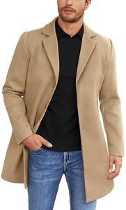 COOFANDY Pea Coats For Men Lapel Collar Wool Coat Khaki Classic Notched Collar Dress Coats Warm Fall Winter French Camel Coat Khaki L