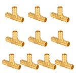 [10 Pieces] Lingmfg Pex Fittings 1/2 Inch Tee, 1/2 Inch Pex F1807 Crimp Lead Free Brass