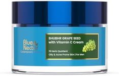 Blue Nectar Vitamin C Face Moisturizer for Oily & Acne Prone Skin with Grapeseed | Oil-Free | Lightweight Cream for Men (19 herbs, 50g)