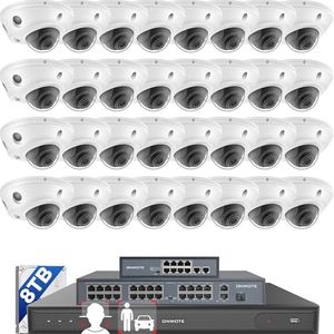ONWOTE 12MP NVR 32 Channel Security Camera System, Face Recognition& AcuSearch, 32x 4K 8MP Vandal-Proof PoE IP Cameras, AI Color Night, 32CH Commercial NVR 8TB, 4 HDD Ports Support 40TB, Business CCTV