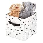 iDesign Arrow Fabric Storage Cube Bin, Small Basket Container with Dual Side Handles for Closet, Bedroom, Toys, Nursery - Black and White