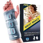 Wrist Brace For Sleeping, Night Sleep Support Brace, Removable Metal Wrist Splint, Adjustable Hand Brace for Men, Women(Small/Medium, Right Hand -Gray)