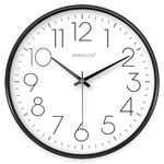 WISKALON Silent Wall Clock, Modern 10 inch Battery Operated Wall Clock for Bedroom, Kitchen, Bathroom, Office, Home, Living Room