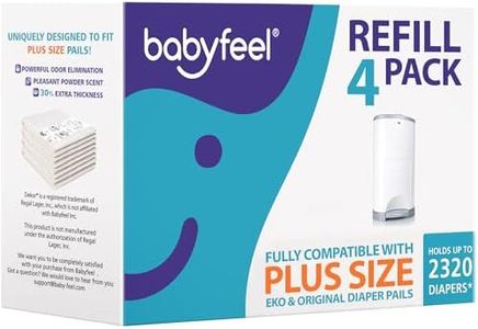 Babyfeel Refills Compatible with DEKOR PLUS Diaper Pails | 4 Pack | Exclusive 30% Extra Thickness | Diaper Pail Refills with Powerful Odor Elimination | Fresh Powder Scent | Holds up to 2320 Diapers