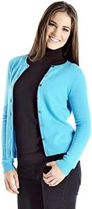 Cashmere Boutique 100% Pure Cashmere Women Cardigan Sweater - Round Neck, Long Sleeve, Button Down, Soft and Warm Sweater - Medium Gray, Large